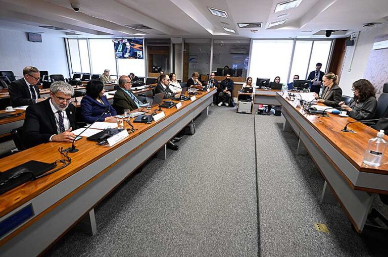 Os integrantes do Conselho de Comunicação Social durante a reunião desta segunda